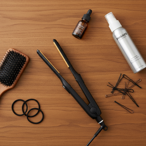 Mini alisador 2 em 1 Slim com placas de cerâmica e titânio para alisamento e cachos em cabelos curtos