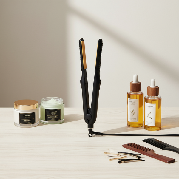 Mini alisador 2 em 1 Slim com placas de cerâmica e titânio para alisamento e cachos em cabelos curtos