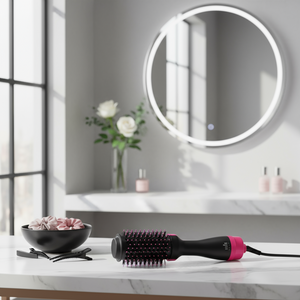 Escova volumizadora Volume Plus com cerâmica turmalina, display LCD e 10 temperaturas para volume profissional