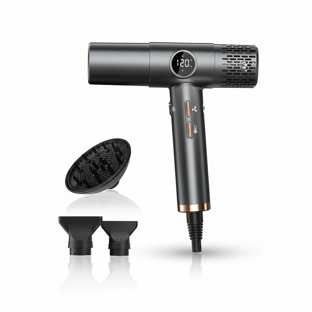 Secador profissional Velocity com display LCD, motor 110000 RPM e tecnologia iônica para secagem rápida