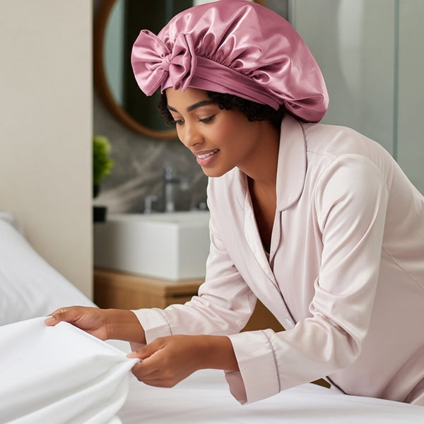 Touca de cetim para dormir com proteção noturna capilar e controle de frizz Sleep Care