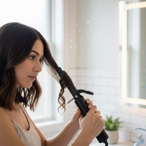 Mulher usando Secador Modelador 5 em 1