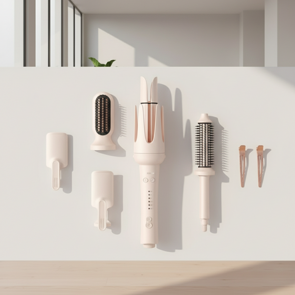 Modelador automático 5 em 1 Curl com controle digital de temperatura e 3 rolos intercambiáveis para cachos
