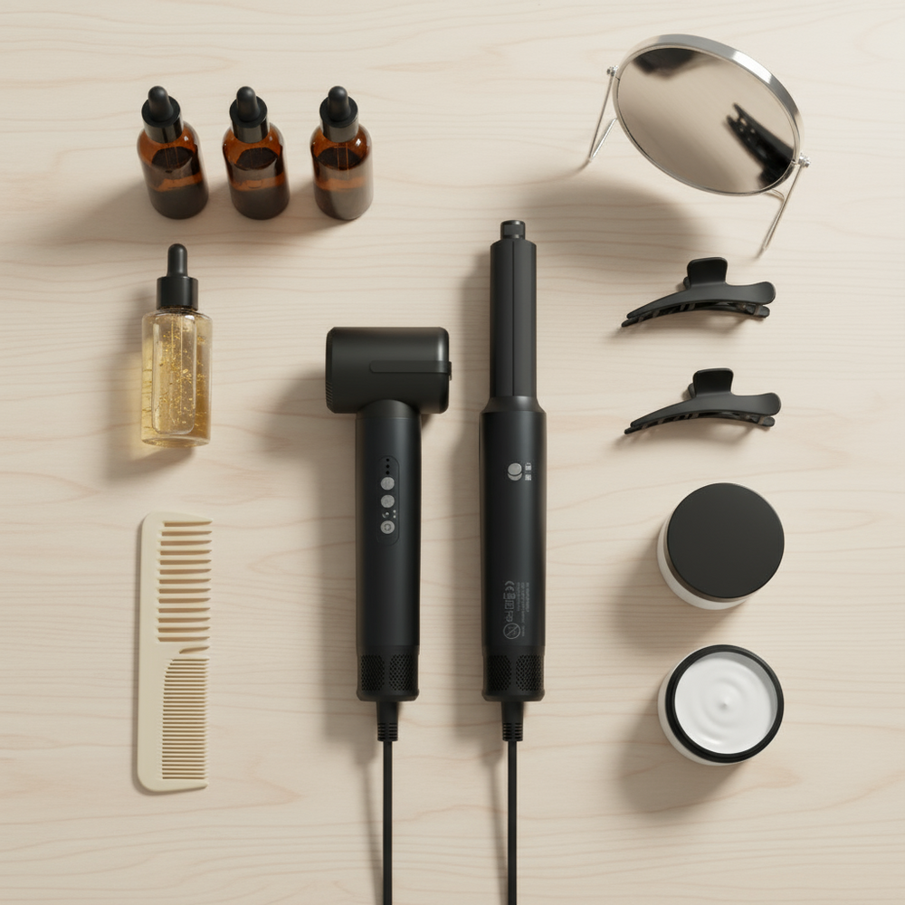 Secador modelador 7 em 1 Pro Brushless com motor 110000 RPM e tecnologia air wrapping para cachos perfeitos
