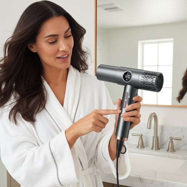 Secador profissional Velocity com display LCD, motor 110000 RPM e tecnologia iônica para secagem rápida
