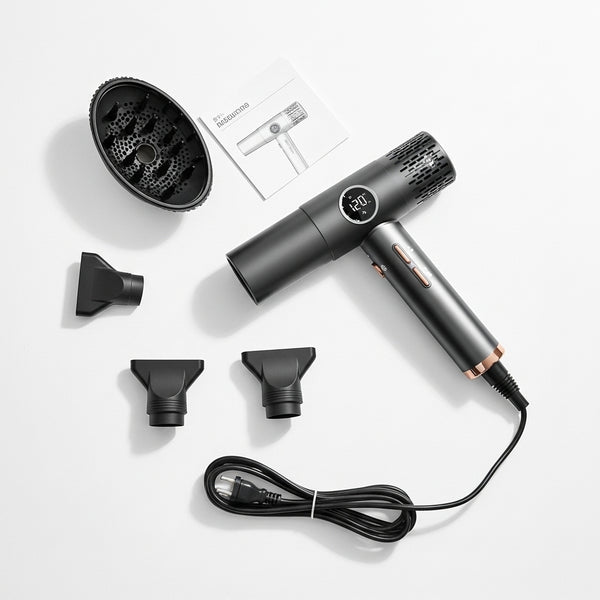 Secador profissional Velocity com display LCD, motor 110000 RPM e tecnologia iônica para secagem rápida
