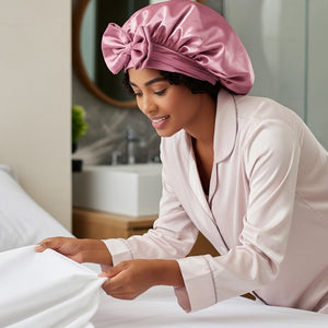 Touca de cetim para dormir com proteção noturna capilar e controle de frizz Sleep Care
