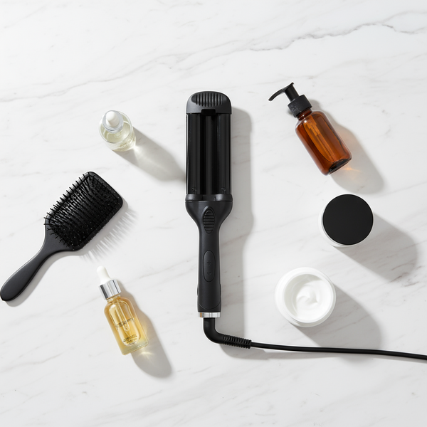 Alisador de cerâmica Pro PTC com aquecimento rápido, display LCD e barril 37mm para ondas e cachos
